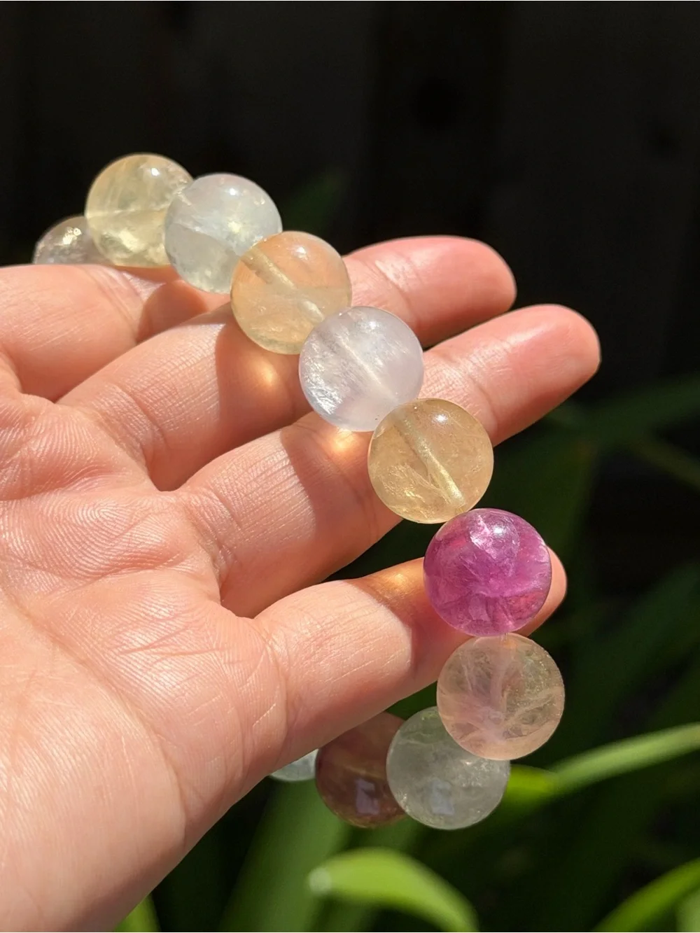 15mm Multi-Color Fluorite Bead Stretch Bracelet 2219